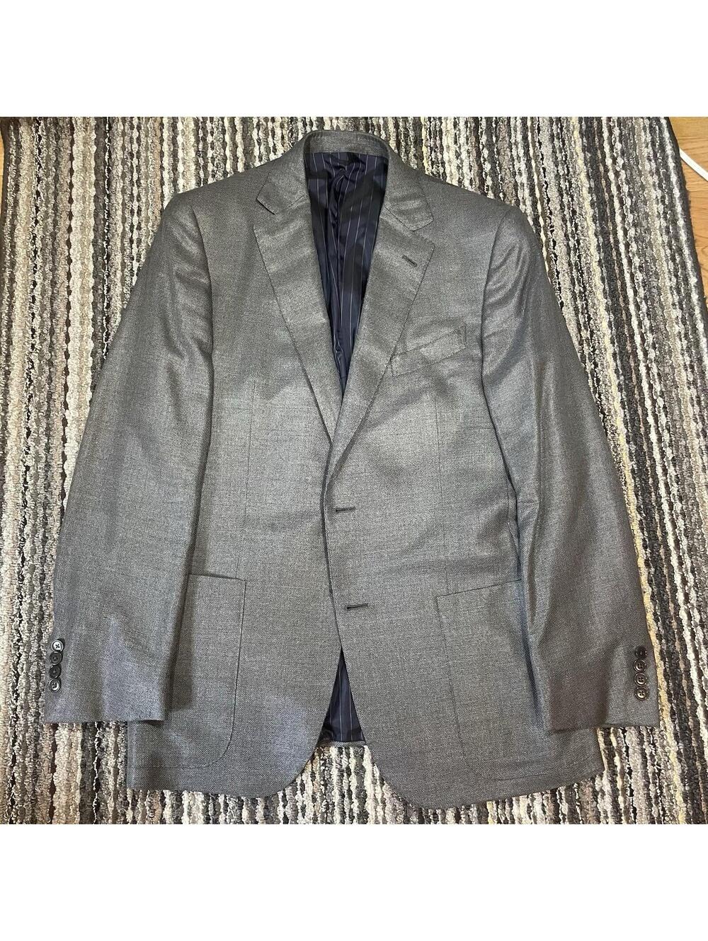 Ermenegildo Zegna Suit Jacket Sport Coat 52R (42R) Grey Wool Silk Blend Fit Mila